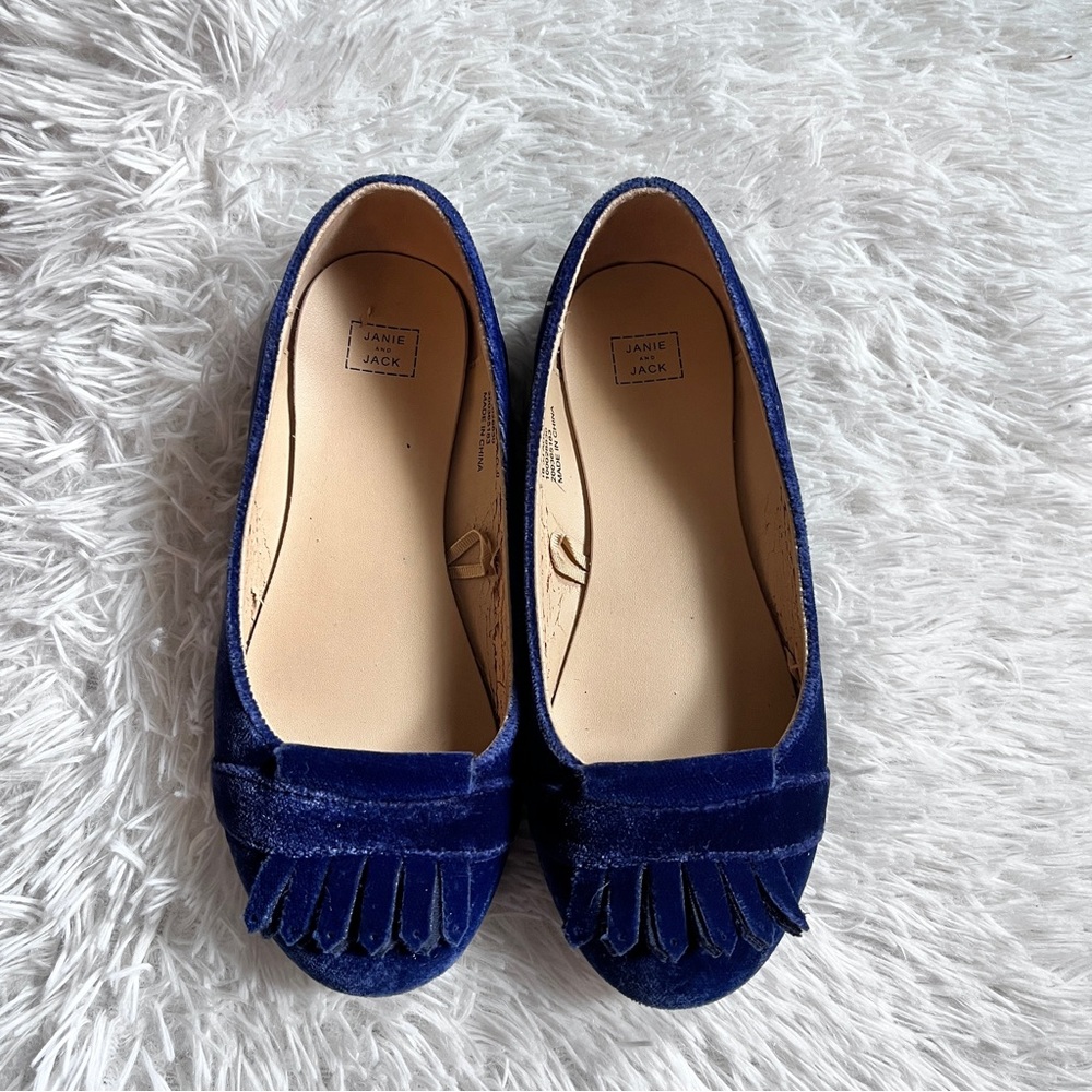 Janie and Jack Blue Velvet Ballet Flats